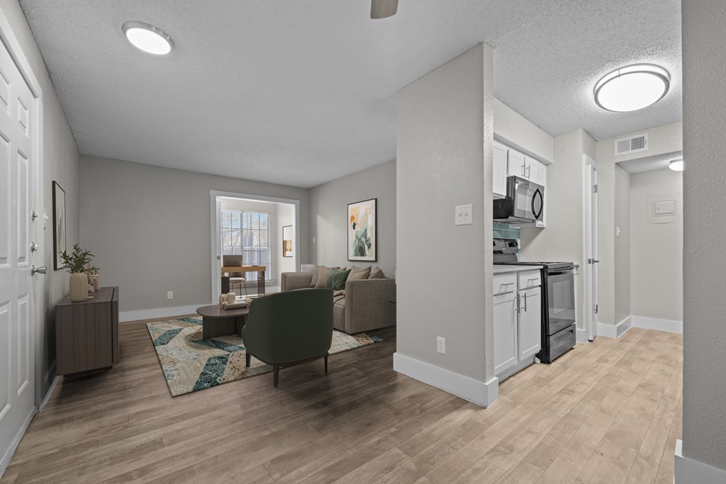 The Monet Apartments in Dallas, Texas Model Living Room and Kitchen