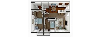 The Parker Apartments in Stephenville, Texas B1 3D Floor Plan