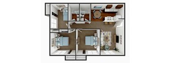 The Parker Apartments in Stephenville, Texas C1 3D Floor Plan
