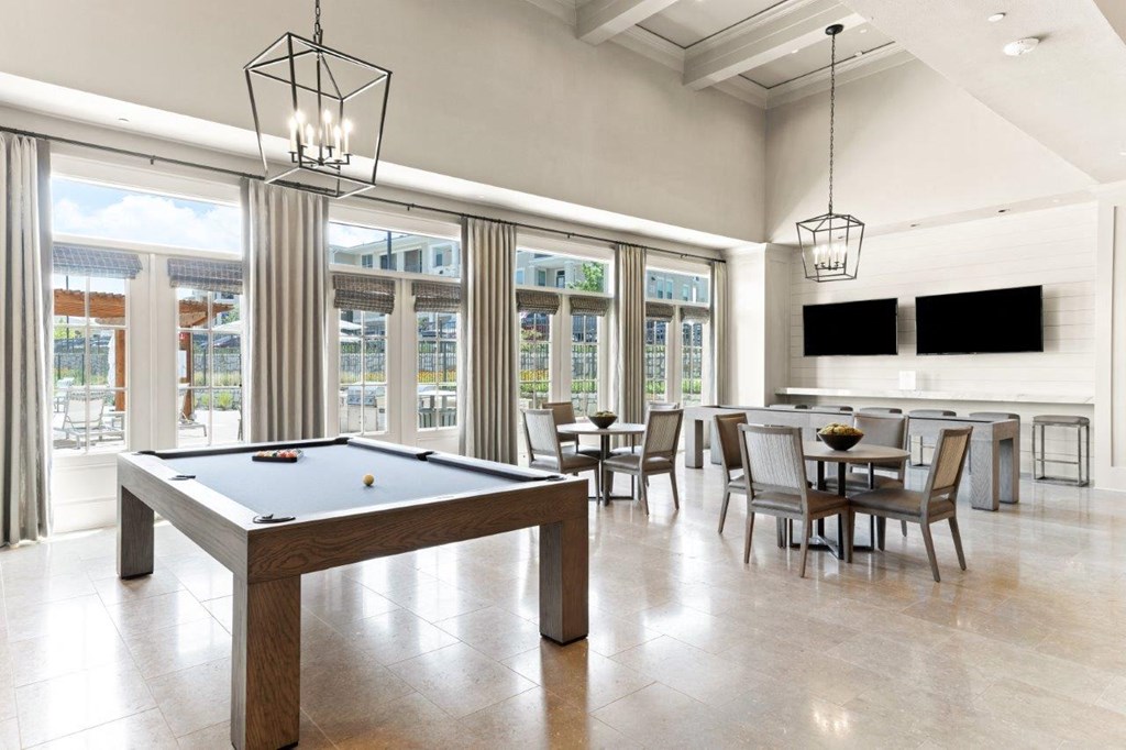 The Southbrook Apartments in Leander, Texas Clubhouse Lounge with Pool Table