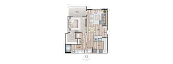 The Southbrook Apartments in Leander, Texas A3a Floor Plan