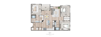 The Southbrook Apartments in Leander, Texas C1 Floor Plan