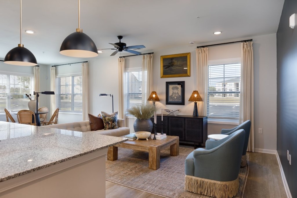 The Tides of Shallotte Apartments near Ocean Isle Beach in North Carolina Model Living Room