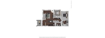 A floor plan of a house with a kitchen, living room, and two bedrooms.