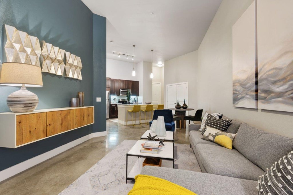 The Wall Street Lofts in Midland, Texas Model Living Room