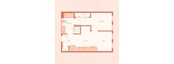 The Warren in Spokane, WA One Bedroom B Floor Plan