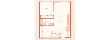 The Warren in Spokane, WA One Bedroom with Den B Floor Plan