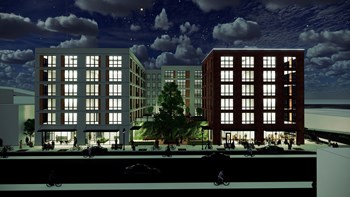 The Warren Apartments Exterior Building and Street at Night Rendering The Warren Apartments Exterior Building and Street at Night Rendering - Photo Gallery 5