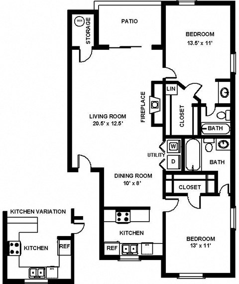 Fulton's Crossing and Landing 2D Floor Plan - The Bradford 2b2b