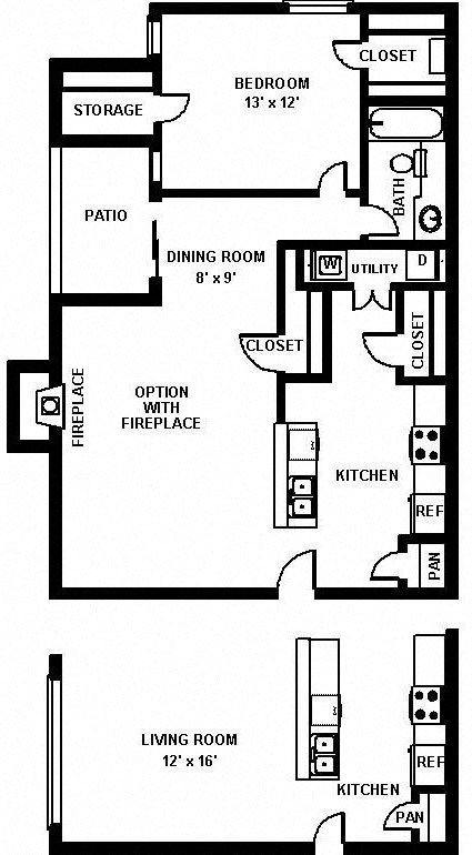 Fulton's Crossing and Landing 2D Floor Plan - The Canville 1b1b