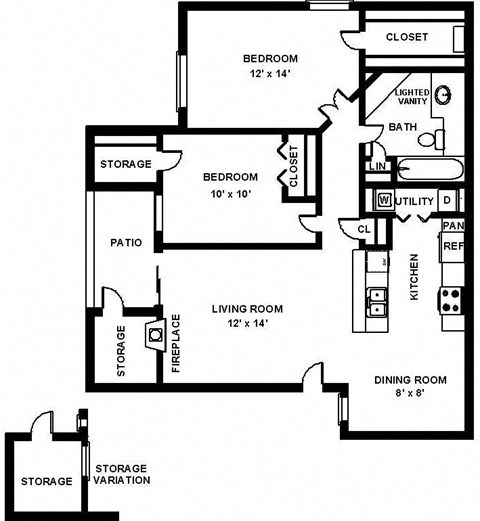 Fulton's Crossing and Landing 2D Floor Plan - The Charleton 2b1b