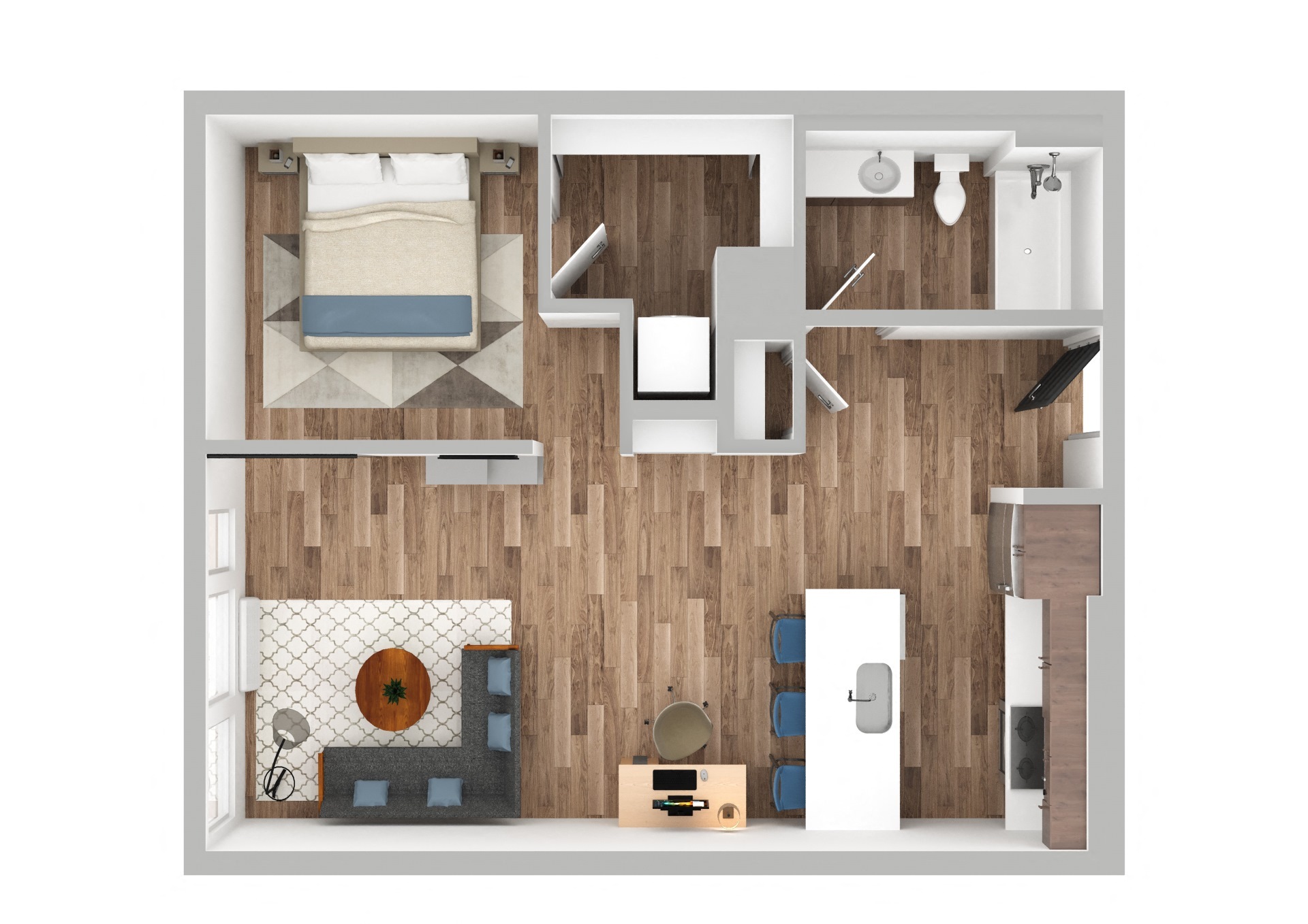 The Gabe Apartments in Portland, Oregon 1G Floor Plan