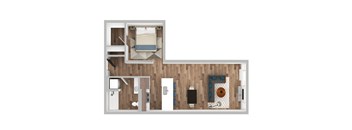The Gabe Apartments in Portland, Oregon 1J Floor Plan