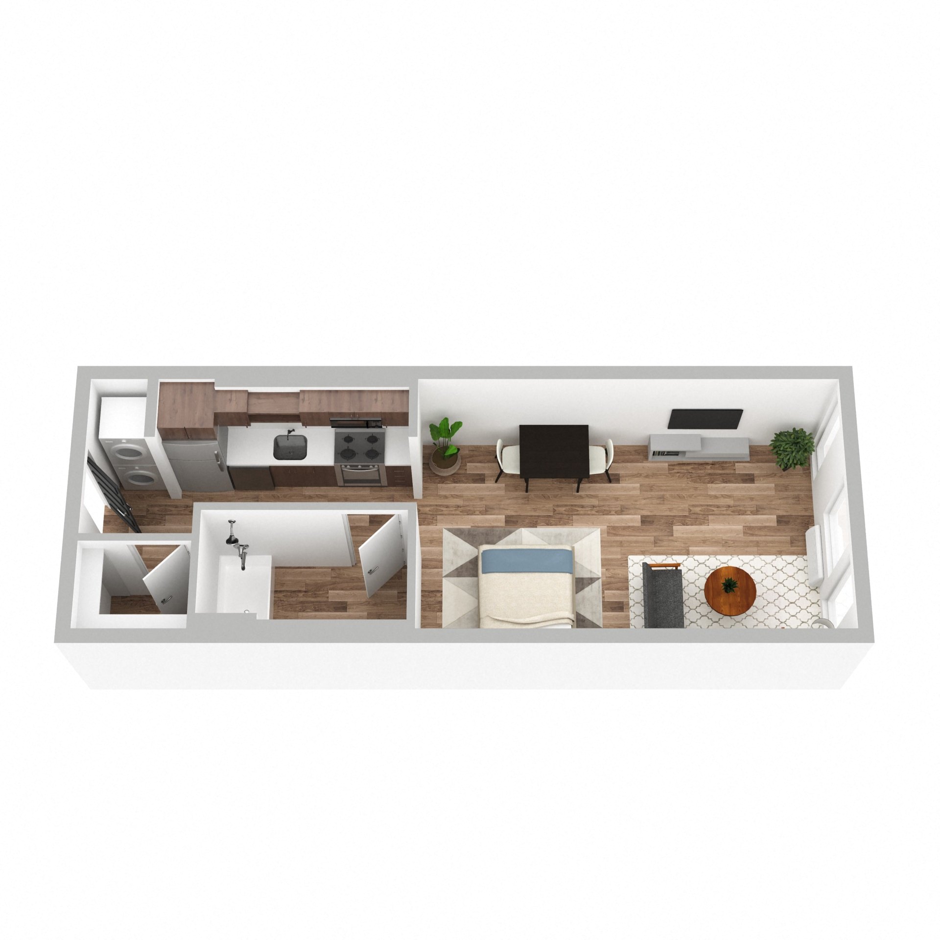 The Gabe Apartments in Portland, Oregon Studio Floor Plan