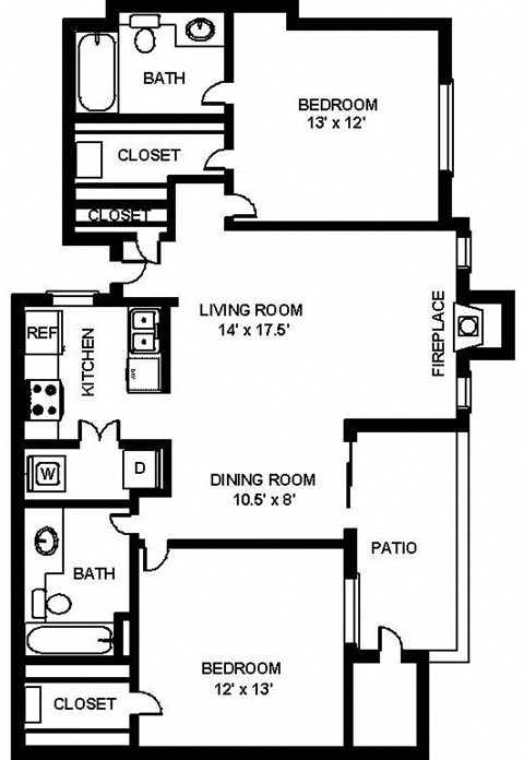 Fulton's Crossing and Landing 2D Floor Plan - The Harrison 2b2b