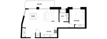 A black and white image of a floor plan for A10 at Ovelo Hollywood.