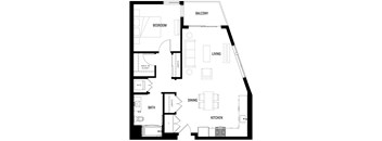 A black and white image of a floor plan for A8 at Ovelo Hollywood.