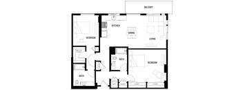 A black and white image of a floor plan for B6 at Ovelo Hollywood.