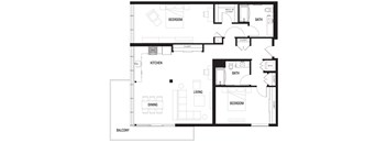 A black and white floor plan of B7 at Ovelo Hollywood with labeled rooms.