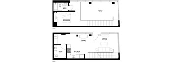 A black and white floor plan of LW-D at Ovelo Hollywood with labeled rooms.