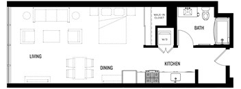 A black and white floor plan of a house with labeled rooms.