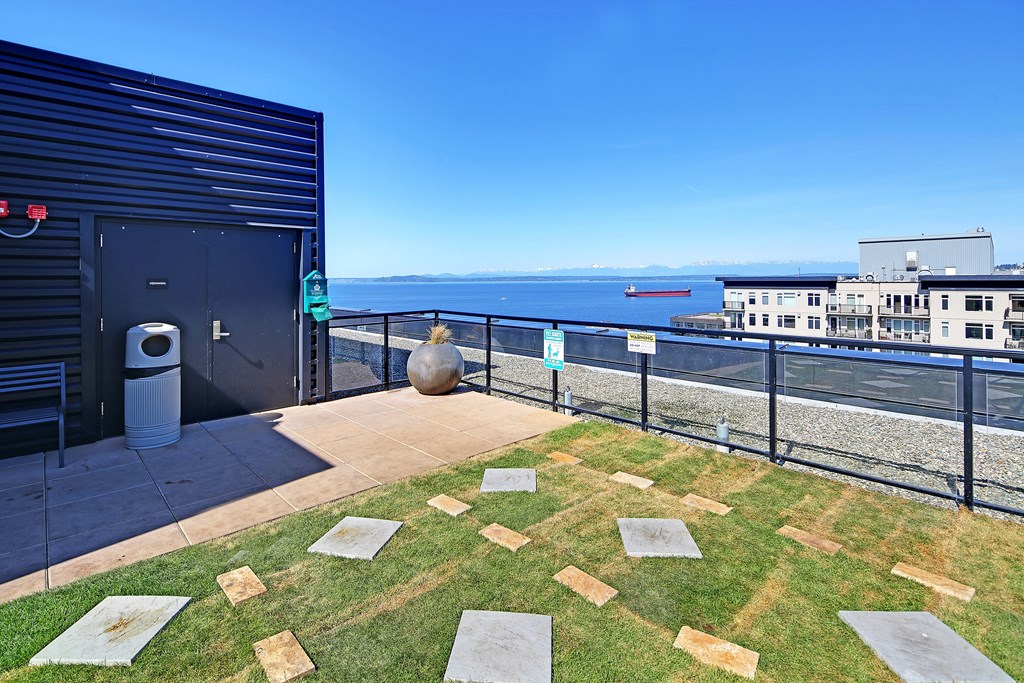 a view of the ocean from the balcony