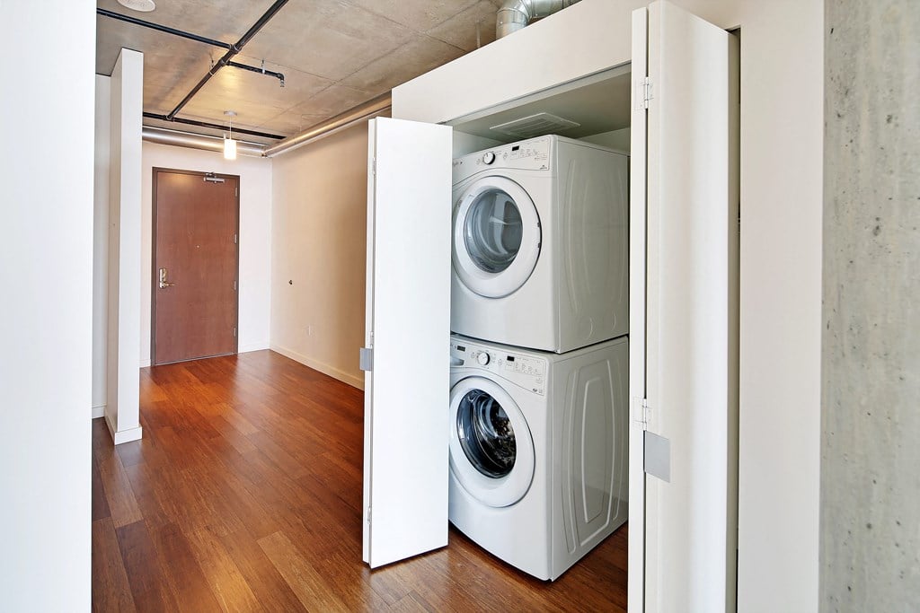 a washer and dryer in a laundry room