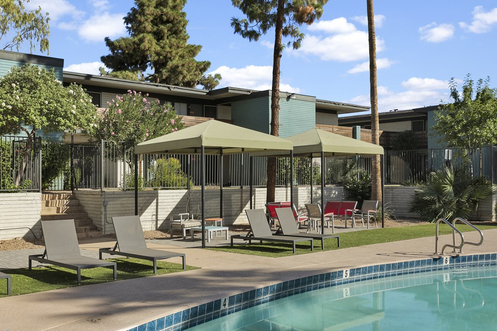 Sono Tempe Apartment Homes Pool with Lounge Chairs