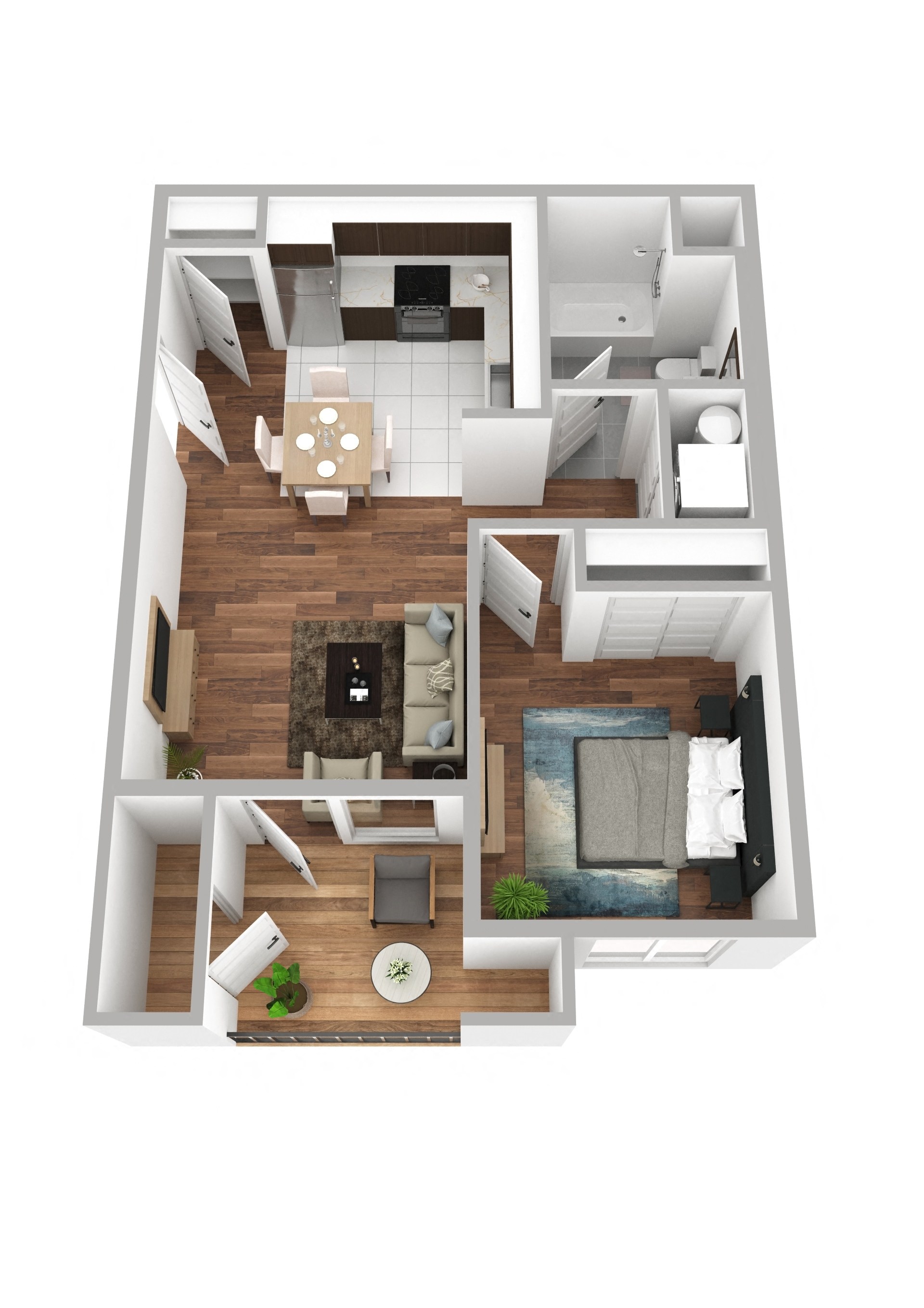 Tilian Point Apartments in Woodburn, Oregon 1 Bedroom Floor Plan
