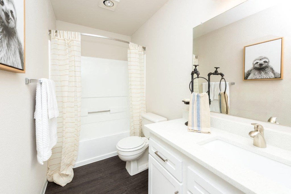 Townhomes with a View Model Bathroom Sink and Shower