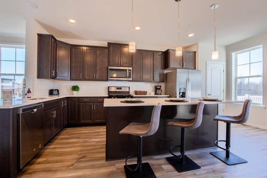 Towns at Andrews Park Model Kitchen with Island