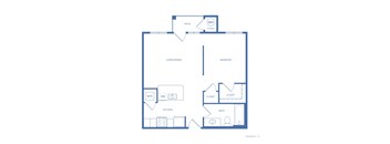 A blueprint of a house layout with labeled rooms such as kitchen, living/dining, and bedroom.