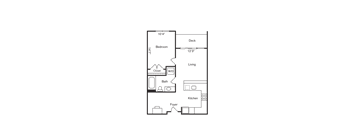 the floor plan of a bedroom apartment