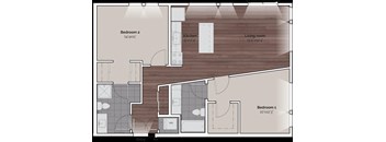 Domain at Wash Park Apartments 2x2 C Floor Plan