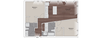 Domain at Wash Park Apartments 2x2 B Floor Plan