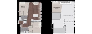 Domain at Wash Park Apartments 2x2 Loft B Floor Plan