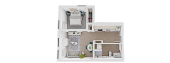 a floor plan of a one bedroom apartment