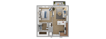 a floor plan of a 1 bedroom with a bathroom and a living room