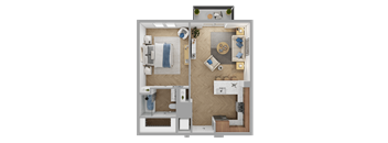 a rendering of a 3d floor plan of an apartment