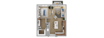 a floor plan of a home with a bedroom and a living room