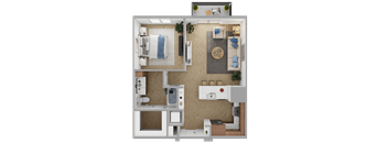a floor plan of a house with a bedroom and a living room