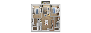 a 3d rendering of a floor plan of a house
