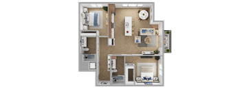 a floor plan of a house with a bedroom and a living room