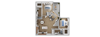 a floor plan of a house with a bedroom and a living room