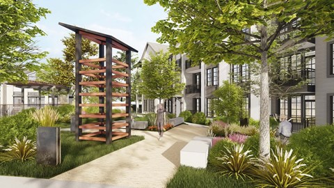 View at Manor Crossing New Apartments in Manor, Texas Courtyard Rendering View at Manor Crossing New Apartments in Manor, Texas Courtyard Rendering