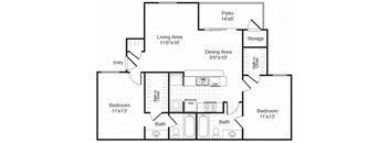 Valley Trails Apartments in Irving, Texas B2 Floor Plan