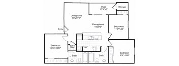 Valley Trails Apartments in Irving, Texas C1 Floor Plan
