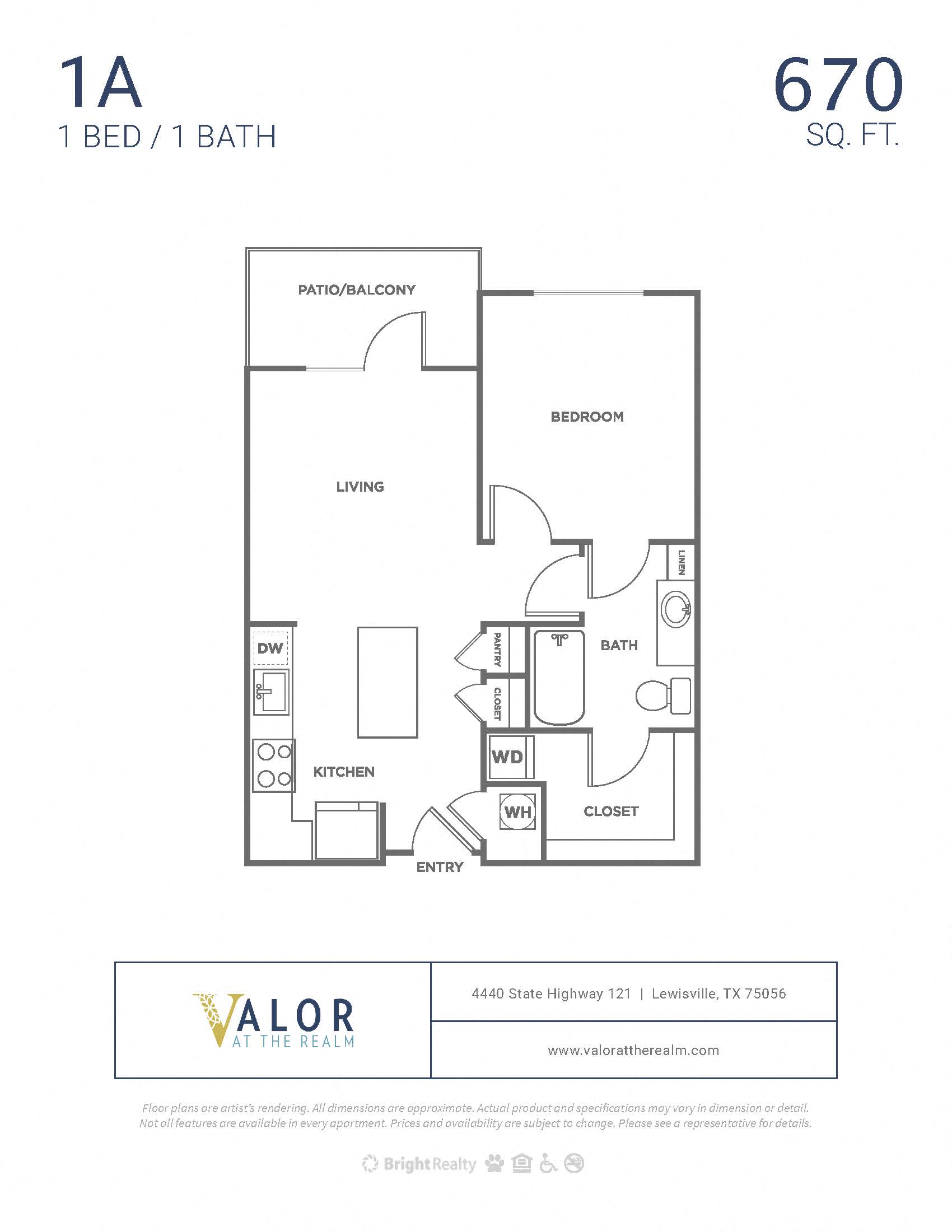 Valor at the Realm 1x1 A Floor Plan