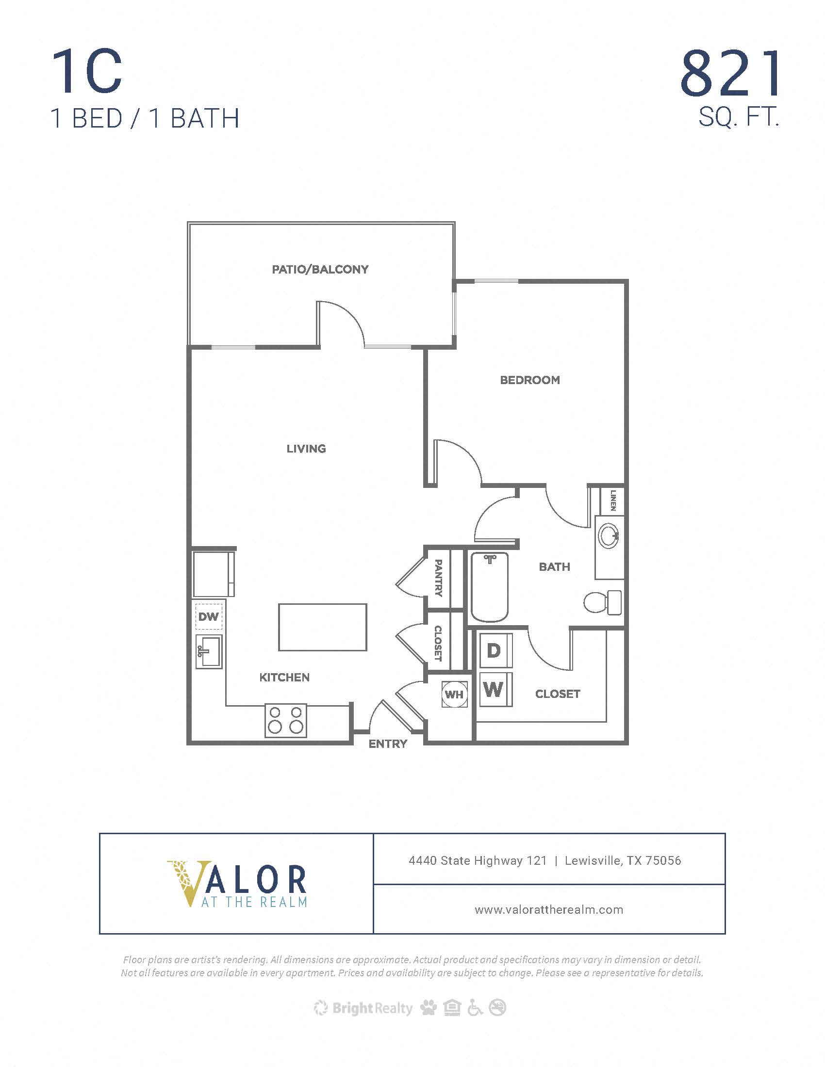 Valor at the Realm 1x1 C Floor Plan