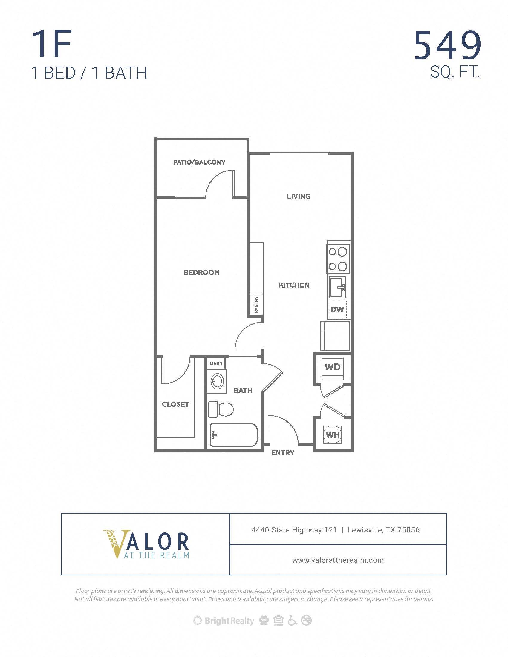 Valor at the Realm 1x1 F Floor Plan